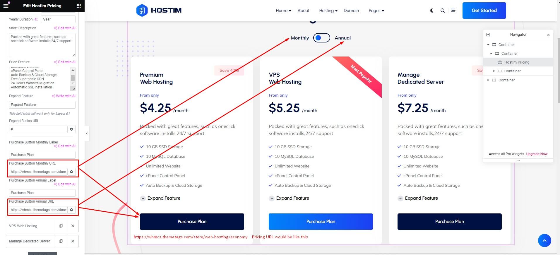 hostim pricing Integration